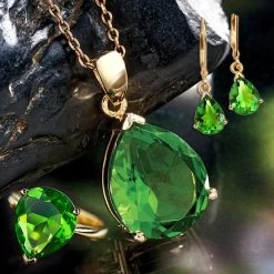 Helenite Necklace, Earrings & Ring Set