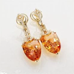 18K Gold Madiera Citrine & Diamond Earrings