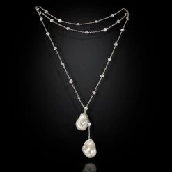 36" Baroque Pearl Lariat Necklace