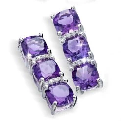 3-Stone Amethyst Earrings