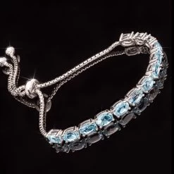 Sterling Silver Sky Blue Topaz Bolo Bracelet