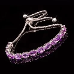 Sterling Silver Amethyst Bolo Bracelet