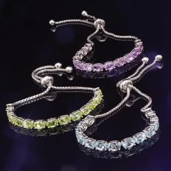 Sterling Silver Gemstone Bolo Bracelet Collection