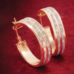 Gold-Finished & Rhodium-Finished Sterling Silver Sparkle Hoops -Accessories shop, one for all. 44262 2 800