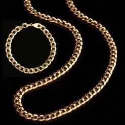 14K Italian Gold Grumetta Necklace And Bracelet