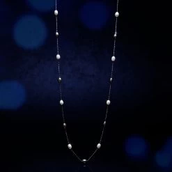 Black & White Pearl Station Necklace