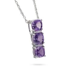 Royal Amethyst Three Stone Pendant