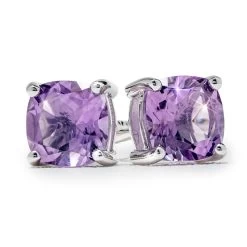 Cushion-Cut Amethyst Stud Earrings
