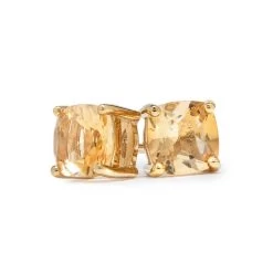 Cushion-Cut Citrine Stud Earrings
