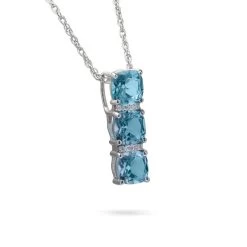 Sky Blue Topaz Three Stone Pendant