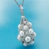 Rhodium Finished Lattice Cultured Pearl Pendant And Chain
