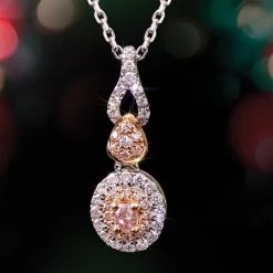 18K White & Yellow Gold Pink & White Diamond Necklace