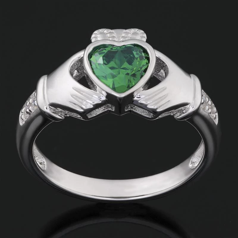 Helenite Claddagh Ring Plus FREE Sterling Silver Helenite Stud Earrings 2 Helenite Claddagh Ring Plus FREE Sterling Silver Helenite Stud Earrings - Image 2