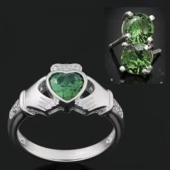 Helenite Claddagh Ring Plus FREE Sterling Silver Helenite Stud Earrings