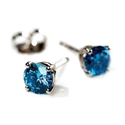 18K White Gold Blue Diamond Earrings