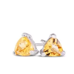 Trillion-Cut Citrine Stud Earrings