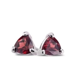Trillion-Cut Garnet Stud Earrings