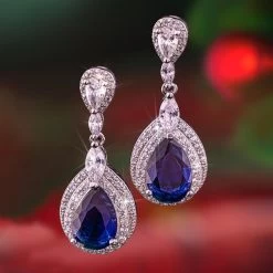 Blue Pear Drop Earrings