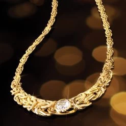 14K Yellow Gold Moissanite Byzantine Necklace (2 Carat)
