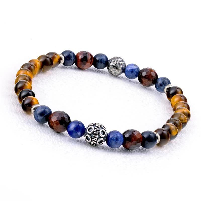 Italian-Made Artisan Stone Bracelet (Brown & Red Tiger's Eye & Sodalite) 1 Italian-Made Artisan Stone Bracelet (Brown & Red Tiger's Eye & Sodalite)