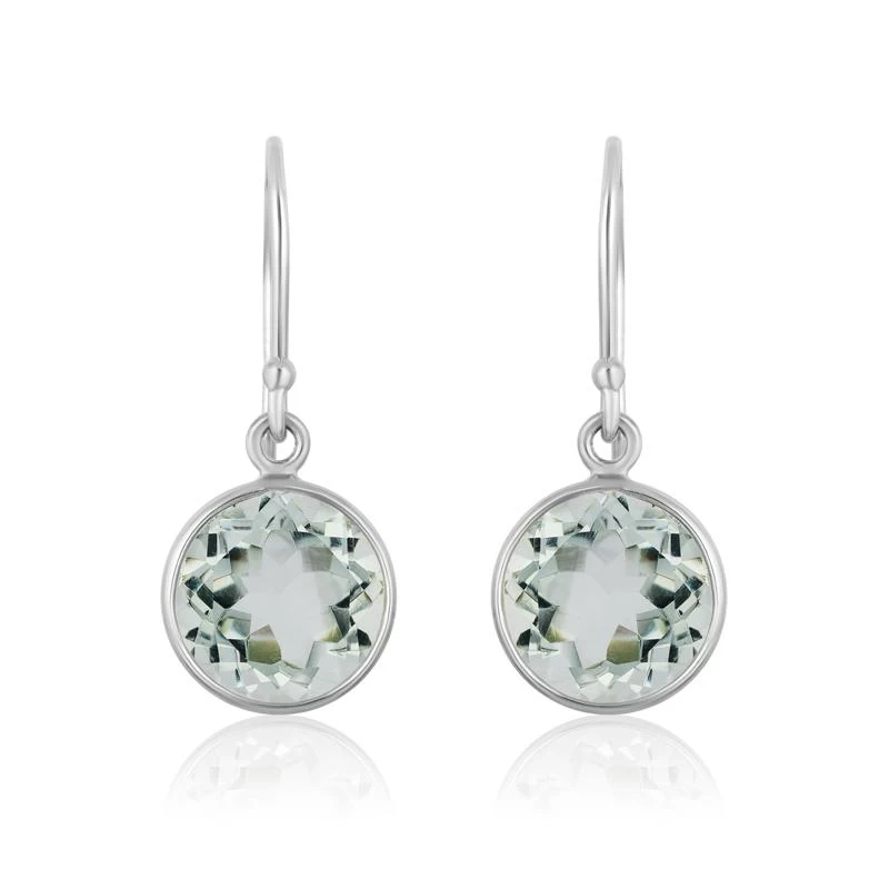 Green Amethyst Round Cut Drop Earrings 2 Green Amethyst Round Cut Drop Earrings - Image 2