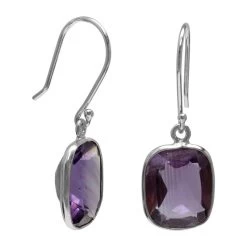 Amethyst Cushion Cut Drop Earrings