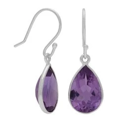 Amethyst Pear Cut Drop Earrings