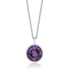Amethyst Round Cut Drop Pendant Necklace