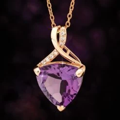Amethyst Trillion Pendant, Chain & Earrings -Accessories shop, one for all. 48581 2 800