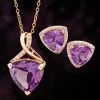 Amethyst Trillion Pendant, Chain & Earrings