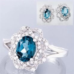 London Blue Topaz Embrace Ring And Earrings