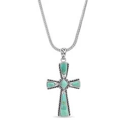 Mission Turquoise Cross Pendant (3 2/5 Ctw) & 22" Chain
