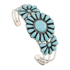 Turquoise Flower Cuff Bracelet