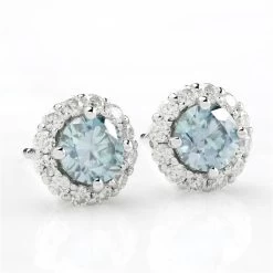 Blue Moissanite Solitaire Studs
