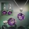 Another Round Amethyst Ring, Necklace And Earrings