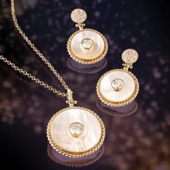 Moon & Stars Moissanite Pendant, Chain & Earrings