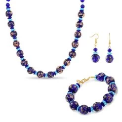 Murano Lapis Rosa Necklace, Bracelet & Earrings