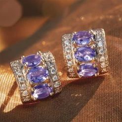 Rose Gold-finished Karatu Tanzanite Earrings