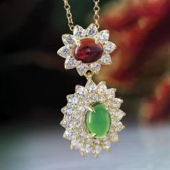 Red & Green Helenite Pendant