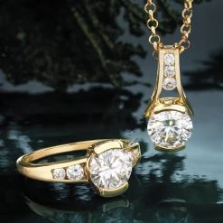 Moissanite Cherish Pendant, Chain And Ring