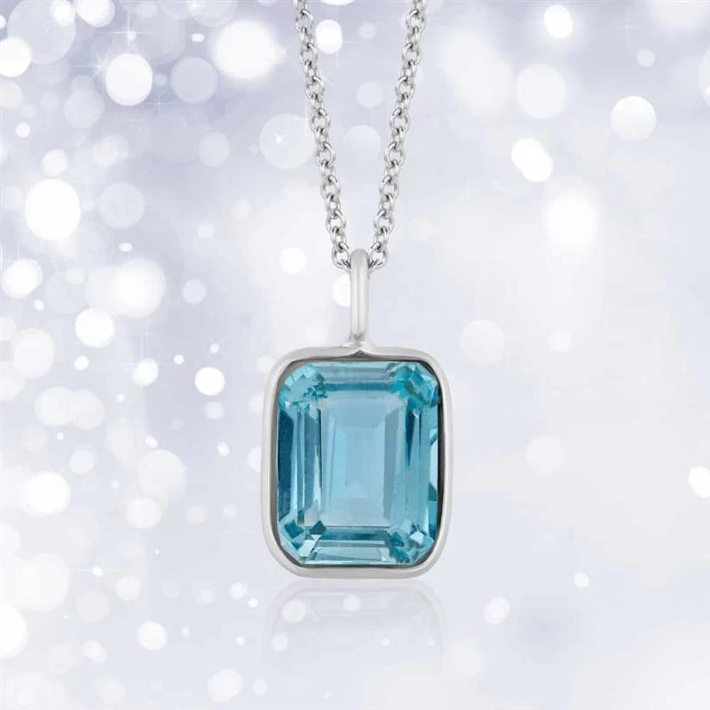 Bezel Set Octagon Blue Topaz Necklace 2 Bezel Set Octagon Blue Topaz Necklace - Image 2