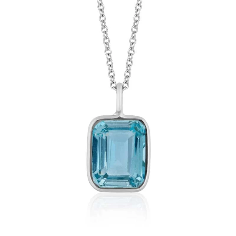 Bezel Set Octagon Blue Topaz Necklace 1 Bezel Set Octagon Blue Topaz Necklace