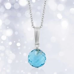 Sky Blue Round Briolette Necklace