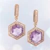 Amethyst Hex Earrings
