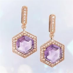 Amethyst Hex Earrings