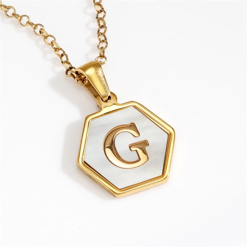 Mother-of-Pearl Gold Initial Pendant & Chain (Letter G) 1 Mother-of-Pearl Gold Initial Pendant & Chain (Letter G)