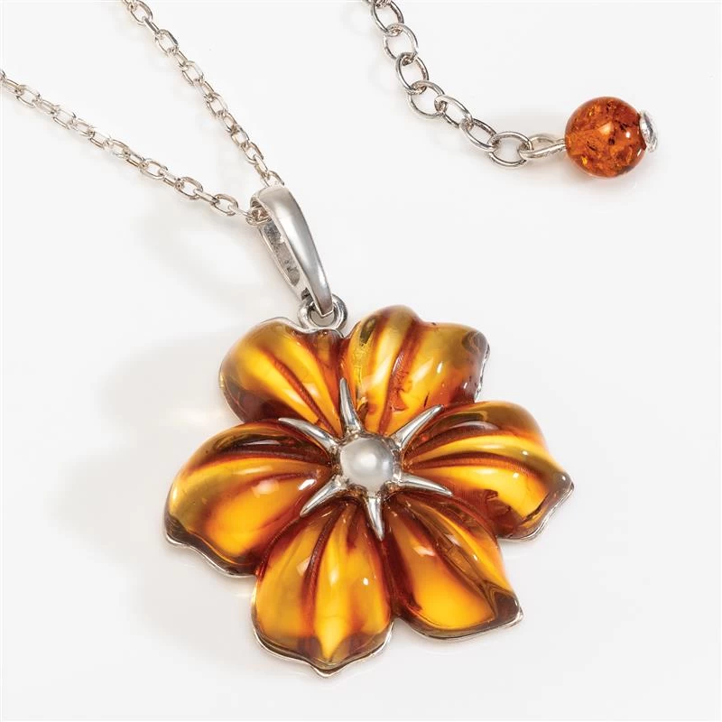 Amber Flower Necklace 1 Amber Flower Necklace