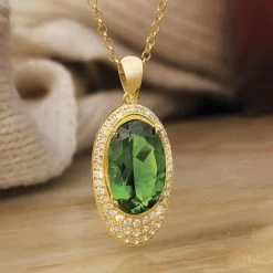 Verdant Royalty Helenite Pendant & Chain