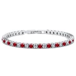 DiamondAura Tennis Bracelet (ruby Red And White)