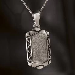 Men's Meteorite In Steel Pendant